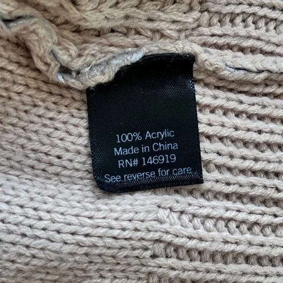 Simply Vera Vera Wang Metallic Silver Women's Cable Knit Pullover Tan Sweater L - Picture 10 of 10